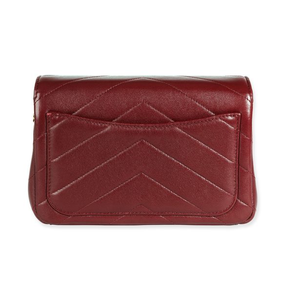 Chanel Burgundy Chevron Lambskin Coco Envelope Mini Flap Bag - Picture 3 of 8